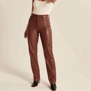 Abercrombie & Fitch The 90s Straight Ultra High Rise Pants Faux Leather
